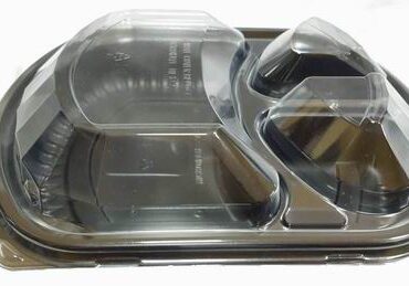 DARK MEAL TRAY C3 WITH CLEAR MEAL TRAY LID, 250PCS/CTN, SANTA, 6291107491844