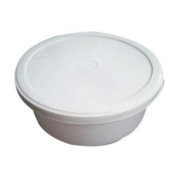WHITE DISPOSABLE ROUND CONTAINER WITH LID, 350ML PP, 1000PCS/BOX, SANTA