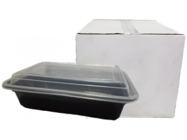 MICRO CONTAINER RECTANGULAR BLACK 24 OZ WITH LID, ST HD, 150PCS/CTN, 6291107491851, SANTA