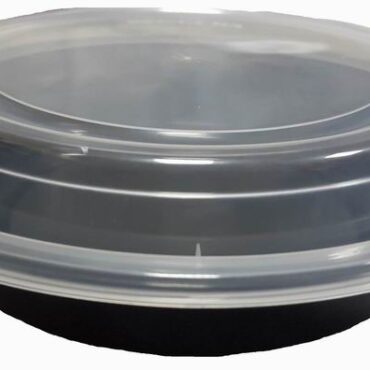 MICRO CONTAINER ROUND BLACK 24OZ WITH LID, ST HD, 150PCS/CTN, SANTA, 6291107491882