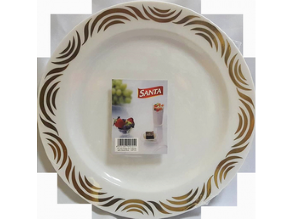 PLATE WHITE COLOR WITH GOLD RIM ET 22, 6291107492551, 10PCS/BAG, SANTA