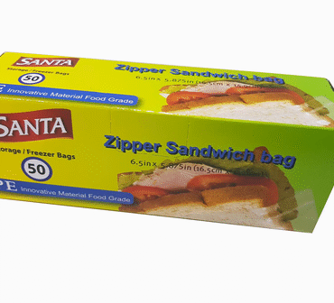 50CT ZIPPER SANDWICH BAGS, 16.5 X 14.9CM, 30 MICRON, 50BAGS/PKT, SANTA, 6949262000110