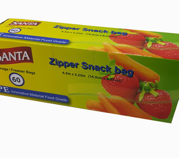 60CT ZIPPER SNACK BAGS, 16.5 X 8.25CM, 30 MICRON, 60BAGS/BOX, SANTA, 6949262000127