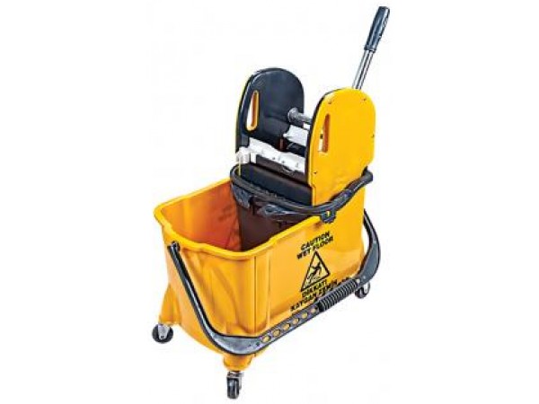 PLASTIC MOP TROLLEY, 10+24LTRS YELLOW , HTS731-Y, 111108339
