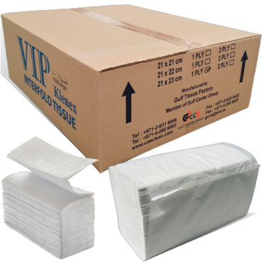 INTERFOLD TISSUE, 20PKT/CTN, 150SHEET, 34GSM, 1PLY, 21CMX23CM, VIP KLENEX, 6291107490410