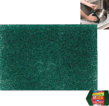 10 Piece Wash dishes scouring pads dish wash multi-cells pads for the dishes, green, 15 x 10 x 7cm, 6291107499222