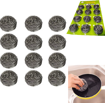 12 Piece Stainless Steel Sponges Scrubbers, 6291107499192
