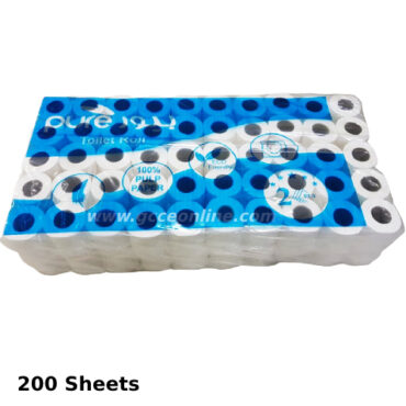TOILET ROLL, 100ROLL/PKT, 200SHEET, 17GSM(THICKNESS), 2PLY, PLAIN, 10CMX10CM, 111101415