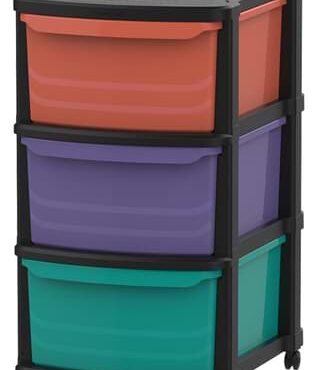 Multipurpose Plastic Storage Cabinet with Wheels,  52 x 42 x 70 cm, IFHHST544