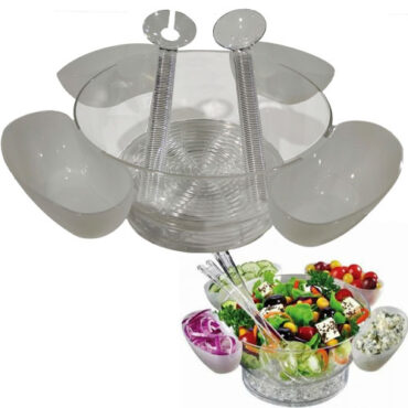 Chilled Serving Bowl Set with 4 Attachable Bowls, 0999876042125