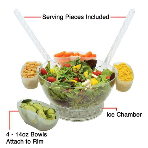 Chilled Serving Bowl Set with 4 Attachable Bowls 0999876042125 Gulf Center for Cleaning Equipment