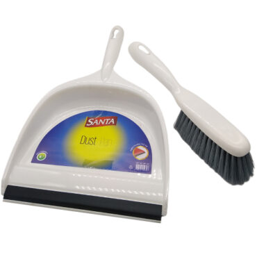 Plastic Dustpan and Brush Set with Synthetic Bristles, White, 4796015040303